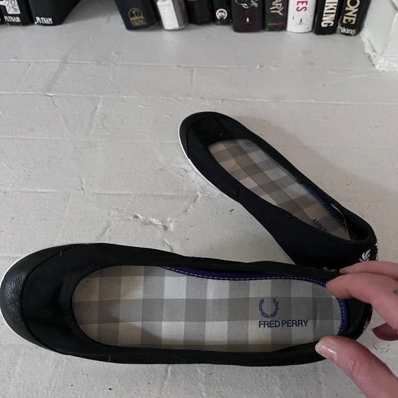 Amy Winehouse style Black Fred Perry black ballet flats size 7 - Picture 1 of 4